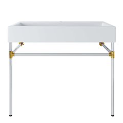 Redeem 40" Silver Stainless Steel Wall-Mount Bathroom Vanity