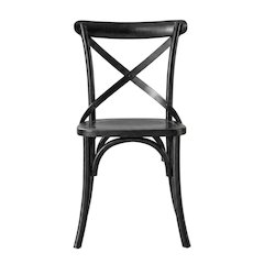 Solid Wood Dining Side Chair with Cushioned Seat for Dining Room, Black