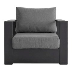 Powder-Coated Aluminum Patio Armchair with Cushions, Gray Charcoal