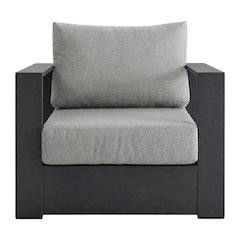 Powder-Coated Aluminum Patio Armchair with Cushions, Gray Gray