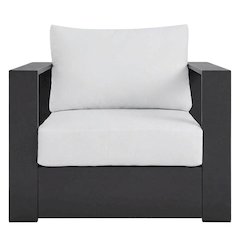 Powder-Coated Aluminum Patio Armchair with Cushions, Gray White