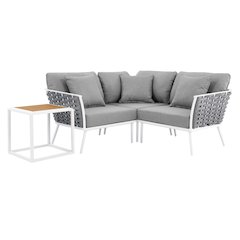 Stance 4 Piece Outdoor Patio Aluminum Sectional Sofa Set
