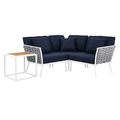 Stance 4 Piece Outdoor Patio Aluminum Sectional Sofa Set