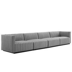 Conjure 4-Piece Channel Tufted Upholstered Fabric Sofa