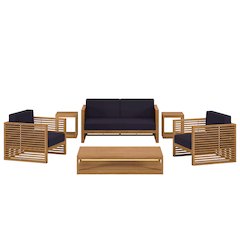 Carlsbad 6-Piece Teak Wood Outdoor Patio Set