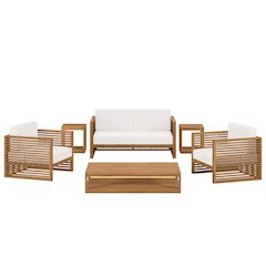 Carlsbad 6-Piece Teak Wood Outdoor Patio Set