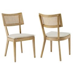 Caledonia Fabric Upholstered Wood Dining Chair Set of 2