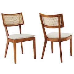 Caledonia Fabric Upholstered Wood Dining Chair Set of 2