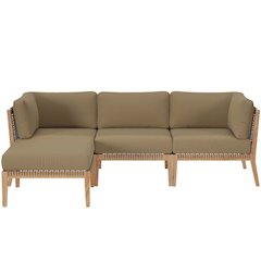 Clearwater 4-Piece Outdoor Patio Teak Wood Sectional Sofa
