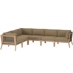 Clearwater 6-Piece Outdoor Patio Teak Wood Sectional Sofa