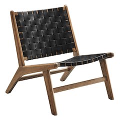 Saoirse Leather Wood Accent Lounge Chair