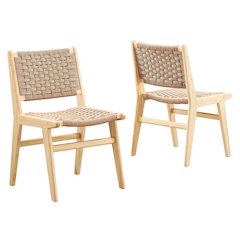 Saoirse Woven Rope Wood Dining Side Chair Set of 2