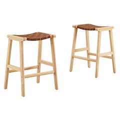 Saoirse Faux Leather Wood Counter Stool Set of 2