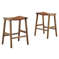 Saoirse Faux Leather Wood Counter Stool Set of 2