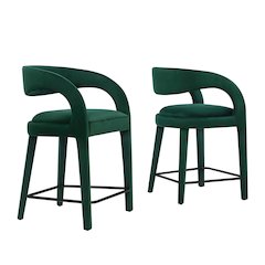 Pinnacle Performance Velvet Counter Stool Set of 2
