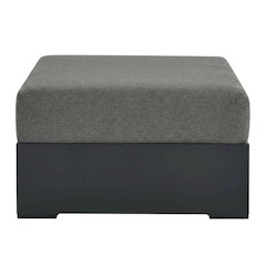 Powder-Coated Aluminum Patio Ottoman, Outdoor Foot Rest, Gray Charcoal