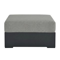 Powder-Coated Aluminum Patio Ottoman, Outdoor Foot Rest, Gray Gray