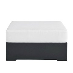 Powder-Coated Aluminum Patio Ottoman, Outdoor Foot Rest, Gray White