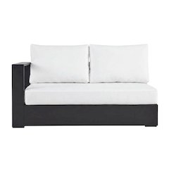 Powder-Coated Aluminum Modular Left-Facing Patio Loveseat Sectional, Gray White