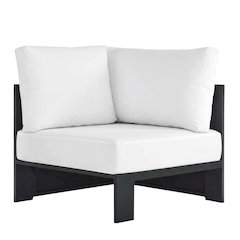 Powder-Coated Aluminum Outdoor Armchair with Modular Corner Design, Gray White