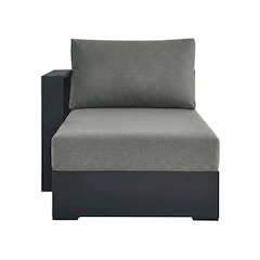 Powder-Coated Aluminum Left-Facing Modular Chaise Lounge, Gray Charcoal