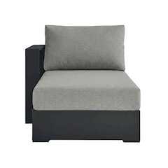 Powder-Coated Aluminum Left-Facing Modular Chaise Lounge, Gray Gray