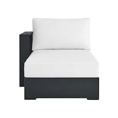 Powder-Coated Aluminum Left-Facing Modular Chaise Lounge, Gray White