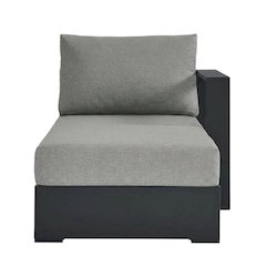 Powder-Coated Aluminum Modular Right-Facing Outdoor Chaise Lounge Chair, Gray