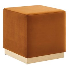 Tilden 17" Square Performance Velvet Upholstered Ottoman