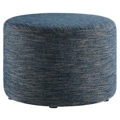 Callum Large 23" Round Woven Heathered Fabric Upholstered Ottoman