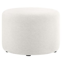 Callum Large 23" Round Woven Heathered Fabric Upholstered Ottoman
