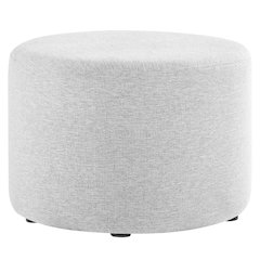 Callum Large 23" Round Woven Heathered Fabric Upholstered Ottoman
