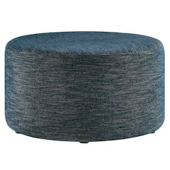 Callum Large 29" Round Woven Heathered Fabric Upholstered Ottoman