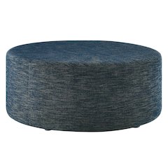 Callum Large 38" Round Woven Heathered Fabric Upholstered Ottoman