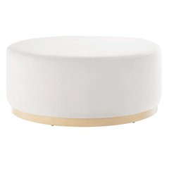 Tilden Large 38" Round Performance Velvet Upholstered Ottoman