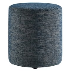 Callum 16" Round Woven Heathered Fabric Upholstered Ottoman