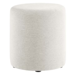 Callum 16" Round Woven Heathered Fabric Upholstered Ottoman