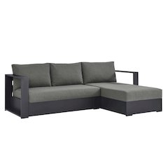 2-Piece Outdoor Powder-Coated Aluminum Right-Facing Chaise Sectional Sofa Set
