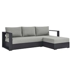2-Piece Outdoor Powder-Coated Aluminum Right-Facing Chaise Sectional Sofa Set
