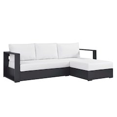 2-Piece Outdoor Powder-Coated Aluminum Right-Facing Chaise Sectional Sofa Set