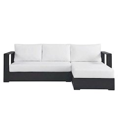 Powder-Coated Aluminum Right-Facing Chaise Outdoor Sectional Sofa Set, Gray