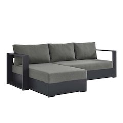 2-Piece Outdoor Powder-Coated Aluminum Left-Facing Chaise Sectional Sofa Set