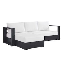 2-Piece Outdoor Powder-Coated Aluminum Left-Facing Chaise Sectional Sofa Set