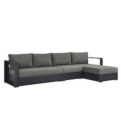 3-Piece Outdoor Powder-Coated Aluminum Right-Facing Chaise Sectional Sofa Set