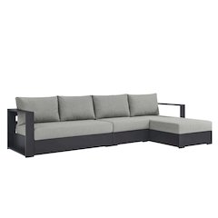 3-Piece Outdoor Powder-Coated Aluminum Right-Facing Chaise Sectional Sofa Set