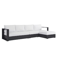 3-Piece Outdoor Powder-Coated Aluminum Right-Facing Chaise Sectional Sofa Set