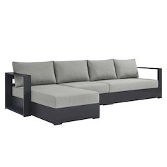 3-Piece Outdoor Powder-Coated Aluminum Left-Facing Chaise Sectional Sofa Set