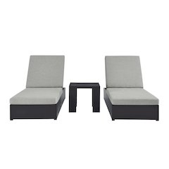 Tahoe 3-Piece Outdoor Patio Powder-Coated Aluminum Chaise Lounge Set