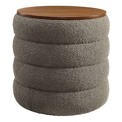Mezzo Round Boucle Fabric Storage Ottoman