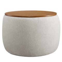 Perla Woven Heathered Fabric Upholstered Storage Ottoman